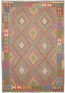 Tappeto Kilim Stilizzato Grigio Multicolore 202x298 Cm