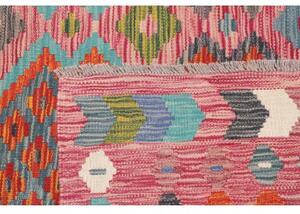 Tappeto Kilim Stilizzato Rosso Azzurro 184x251 Cm