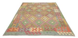 Tappeto Kilim Stilizzato Verde Multicolore 176x247 Cm
