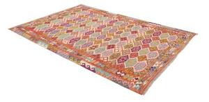 Tappeto Kilim Geometrico Terracotta Azzurro 176x257 Cm