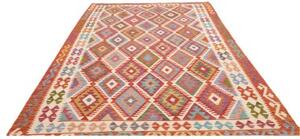 Tappeto Kilim Geometrico Rosso Avorio 203x301 Cm