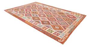 Tappeto Kilim Geometrico Rosso Avorio 203x301 Cm
