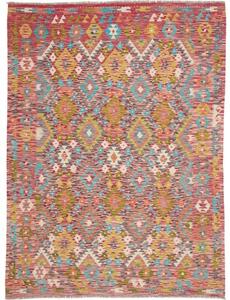 Tappeto Kilim Geometrico Rosso Azzurro 183x244 Cm