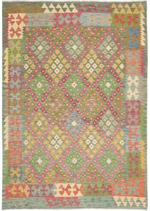 Tappeto Kilim Stilizzato Verde Multicolore 176x247 Cm
