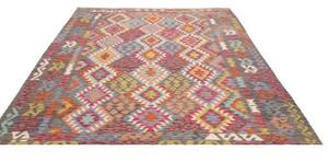 Tappeto Kilim Geometrico Grigio Scuro Multicolore 200x295 Cm