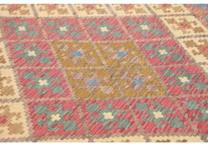 Tappeto Kilim Geometrico Rosso Beige 189x240 Cm