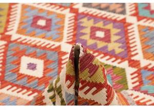 Tappeto Kilim Geometrico Rosso Avorio 203x301 Cm