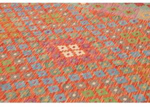 Tappeto Kilim Geometrico Arancione Azzurro 203x291 Cm