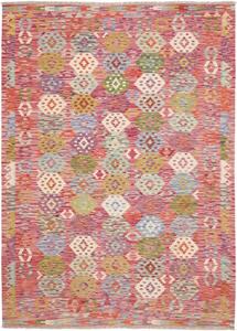 Tappeto Kilim Geometrico Rosso Avorio 180x247 Cm