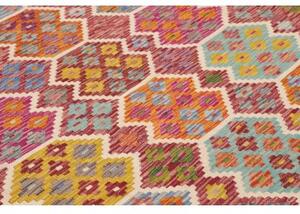 Tappeto Kilim Stilizzato Rosso Porpora Multicolore 201x294 Cm