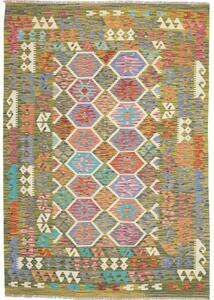 Tappeto Kilim Stilizzato Verde Oliva Multicolore 179x249 Cm