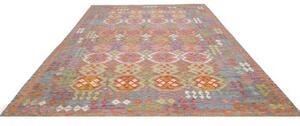 Tappeto Kilim Geometrico Azzurro Arancione 247x351 Cm