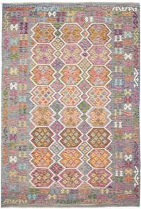 Tappeto Kilim Stilizzato Grigio Multicolore 204x301 Cm