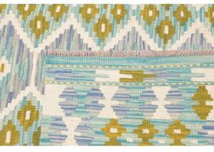 Tappeto Kilim Geometrico Azzurro Verde Oliva 205x296 Cm