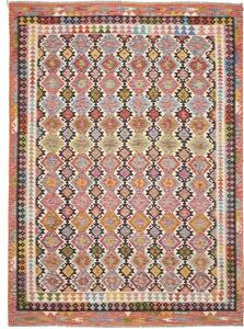 Tappeto Kilim Geometrico Rosso Multicolore 213x296 Cm