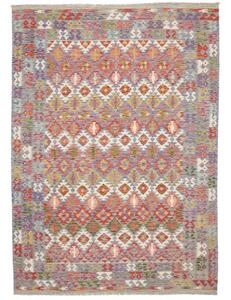 Tappeto Kilim Geometrico Rosso Mattone Azzurro 204x292 Cm
