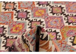 Tappeto Kilim Geometrico Rosso Multicolore 213x296 Cm