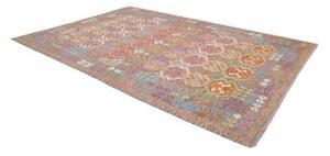 Tappeto Kilim Geometrico Azzurro Arancione 247x351 Cm