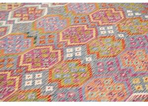 Tappeto Kilim Geometrico Azzurro Arancione 247x351 Cm