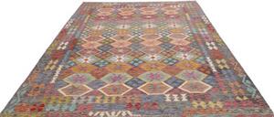 Tappeto Kilim Geometrico Grigio Scuro Multicolore 208x301 Cm