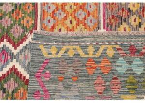 Tappeto Kilim Stilizzato Grigio Multicolore 204x301 Cm