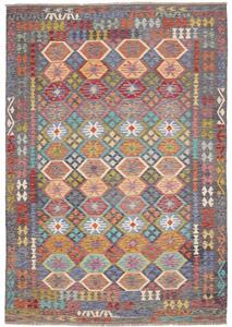 Tappeto Kilim Geometrico Grigio Scuro Multicolore 208x301 Cm