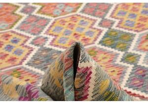 Tappeto Kilim Stilizzato Grigio Multicolore 204x301 Cm