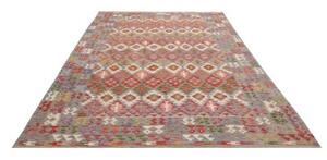 Tappeto Kilim Geometrico Rosso Mattone Azzurro 204x292 Cm