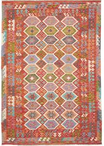 Tappeto Kilim Geometrico Rosso Multicolore 207x300 Cm