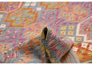 Tappeto Kilim Geometrico Azzurro Arancione 247x351 Cm