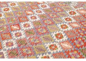 Tappeto Kilim Geometrico Rosso Mattone Azzurro 204x292 Cm