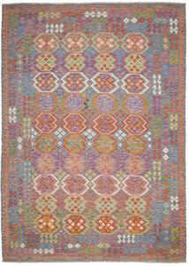 Tappeto Kilim Geometrico Azzurro Arancione 247x351 Cm