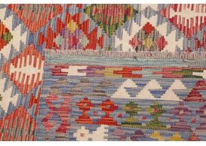 Tappeto Kilim Geometrico Rosso Mattone Azzurro 204x292 Cm