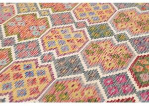 Tappeto Kilim Stilizzato Grigio Multicolore 204x301 Cm