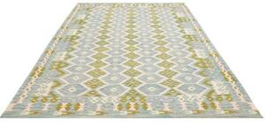 Tappeto Kilim Geometrico Azzurro Verde Oliva 205x296 Cm