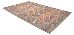 Tappeto Kilim Stilizzato Grigio Multicolore 204x301 Cm