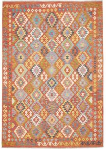 Tappeto Kilim Geometrico Arancione Beige 207x294 Cm