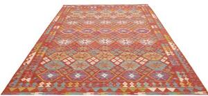 Tappeto Kilim Stilizzato Rosso Turchese 205x301 Cm