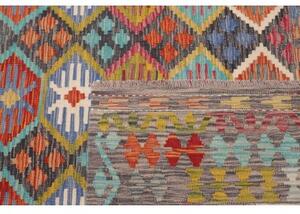 Tappeto Kilim Geometrico Grigio Scuro Multicolore 208x301 Cm
