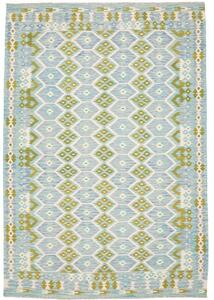 Tappeto Kilim Geometrico Azzurro Verde Oliva 205x296 Cm
