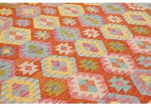 Tappeto Kilim Geometrico Arancione Azzurro 254x294 Cm