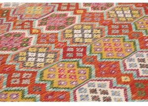 Tappeto Kilim Stilizzato Rosso Multicolore 256x350 Cm