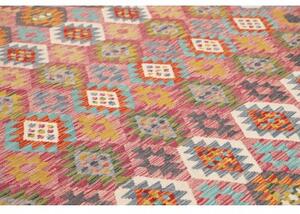 Tappeto Kilim Geometrico Rosso Multicolore 254x293 Cm
