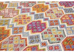 Tappeto Kilim Stilizzato Azzurro Multicolore 253x353 Cm