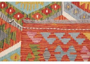 Tappeto Kilim Geometrico Rosso Azzurro 253x294 Cm