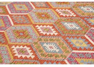 Tappeto Kilim Geometrico Rosso Multicolore 250x298 Cm
