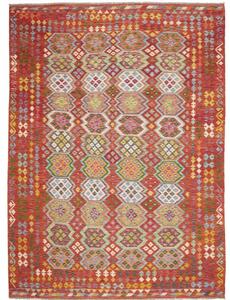 Tappeto Kilim Stilizzato Rosso Multicolore 256x350 Cm