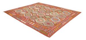 Tappeto Kilim Geometrico Rosso Azzurro 253x294 Cm