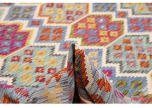 Tappeto Kilim Stilizzato Azzurro Multicolore 253x353 Cm