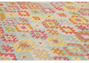 Tappeto Kilim Geometrico Celeste Multicolore 254x297 Cm